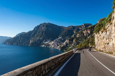 Amalfi Coast in The road and coastline in Positano, Italy during sunny day