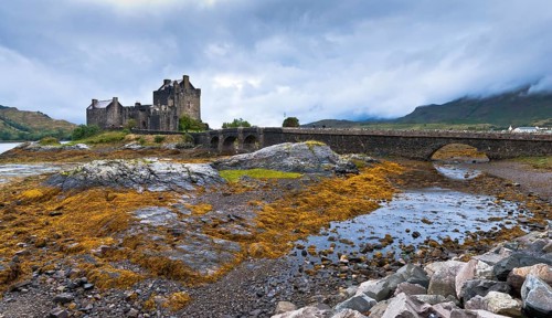Famous Eilean Donan castle on Donan island in highlands of Scotland