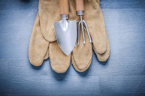 Protective glove and garden spade fork