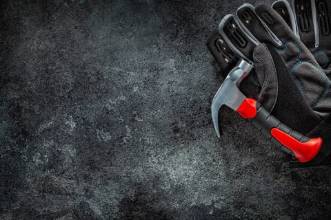 Free Space Image Mini Stabby Safety Claw Hammer And Working Gloves