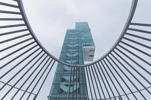 Architecture, new modern observation tower in the Old Port, Montreal, Province of Quebec, Canada,