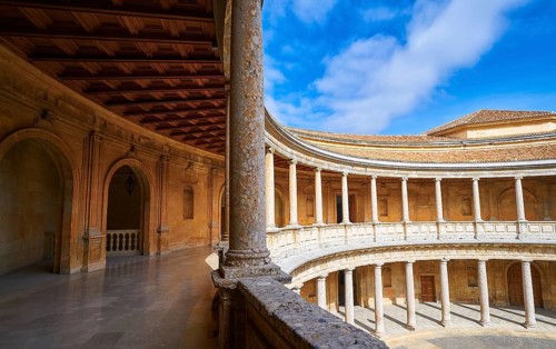 Alhambra Carlos V courtyard in Granada of Spain Andalusia