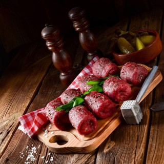 Fresh raw beef roulades
