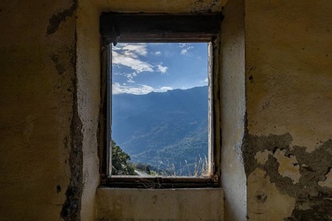 Lost place, abandoned houses and ruins in the ghost village, Gairo Vecchio, Gairo, Ogliastra,