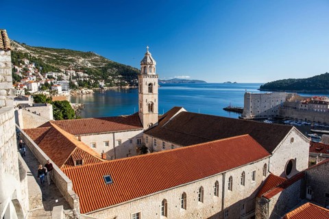 Dominican monastery with church tower, Old Town of Dubrovnik, Dalmatia, Croatia, Europe