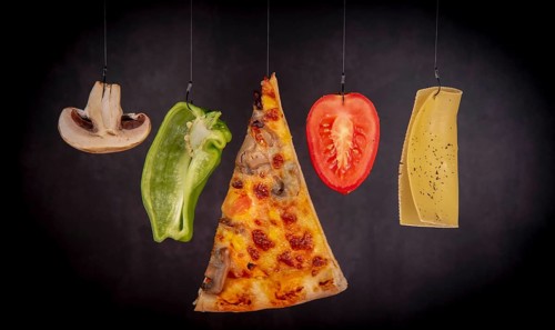 Slice of mozzarella delicious pizza tomato cheese peeper and mushroom ingredients