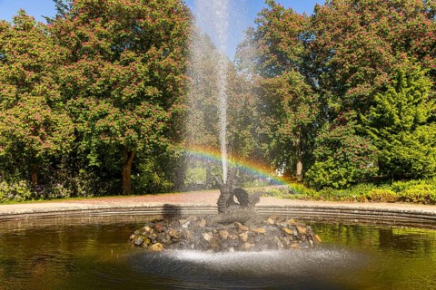 Pictures from Ballenstedt Harz Selketal Fountain with fountain and rainbow