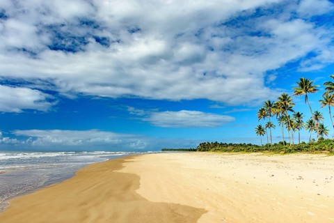 Paradisiacal tropical beach of Sargi in Serra Grande in Bahia, northeastern Brazil