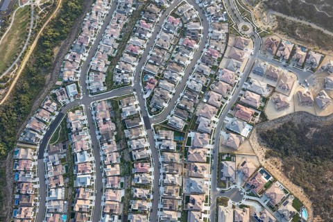 Aerial view of Carmel Valley with suburban neighborhood San Diego, California, USA, North America