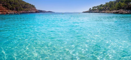 Ibiza Cala Salada and Saladeta in Balearic Islands of spain