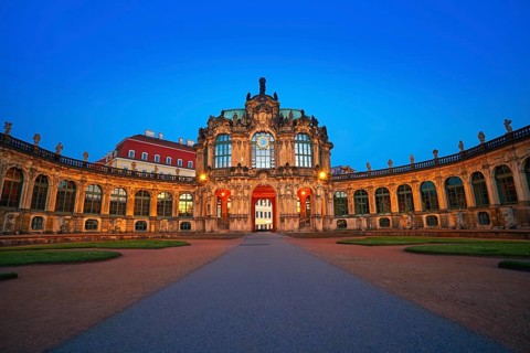 Dresden sunset at Zwinger in Saxony of Germany