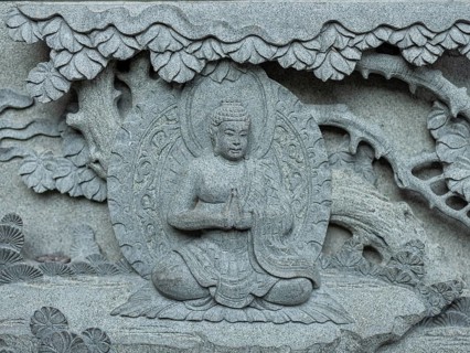 Wall relief depicting Buddha, Kek Lok Si Temple, George Town, Penang, Malaysia, Southeast Asia,