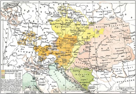 Historical map of Austria-Hungary, Dual Monarchy or kuk monarchy, for the period between 1867 and