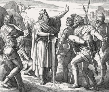 David pouring out the water, Old Testament, by Julius Schnorr von Carolsfeld