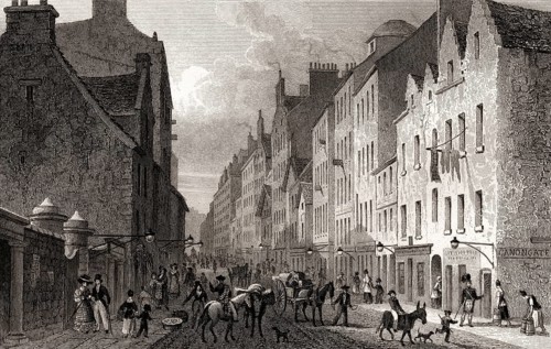 The Canongate, Edinburgh, Scotland, 19th century, from Modern Athens by Th. H. Shepherd