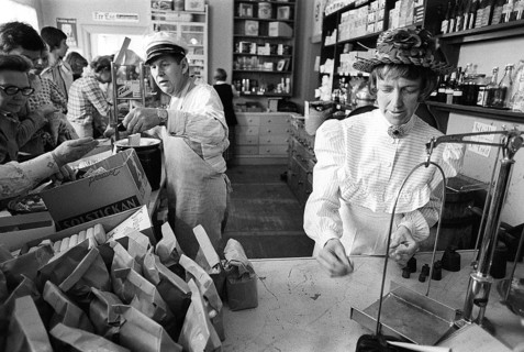 A general store museum in the 1970s. Photograph taken inside a general store, capturing its