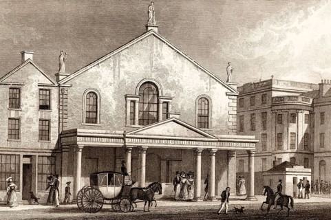 The old Theatre Royal on Princes Street in 1829, Edinburgh, Scotland, 19th century, from Modern