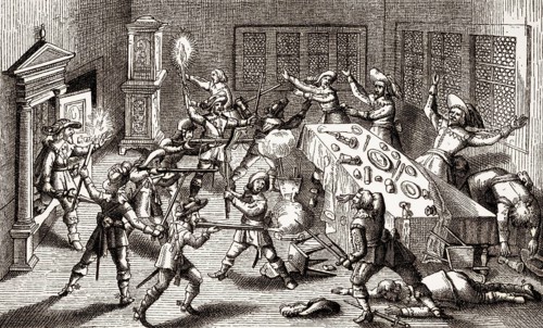 Killing of Albrecht von Wallenstein, 1583 - 1634, commander of the imperial forces in the Thirty