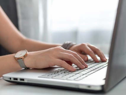 Working from home, contractor, freelance, social media, social marketing concept. Close-up woman's