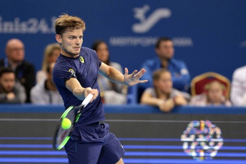 Sofia, Bulgaria - February 11, 2017: David Goffin from Belgium (pictured) plays against Roberto