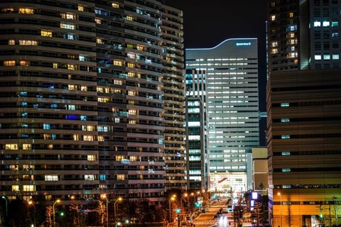 Minato Mirai of high-rise apartment and office buildings. Shooting Location: Yokohama-city kanagawa