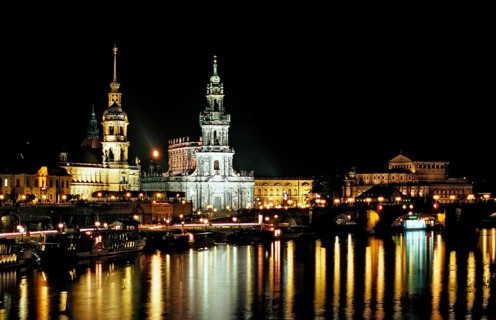 Old Town of Dresden by night, Germany, Dresden, Saxony, Europe