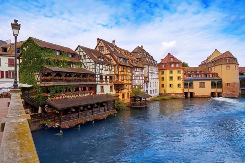 Strasbourg la Petite France in Alsace half timbered houses