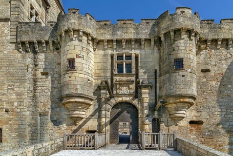 Chateau de Hautefort is French castle in Dordogne, France. Gate