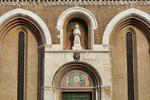 Entrance to church, photo as a background, in sant antonio prato della valle, padova, padua italy