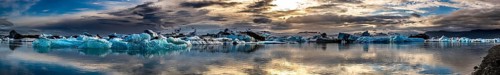 Famous Glacier Lagoon in Jokulsarlon Iceland during sunset