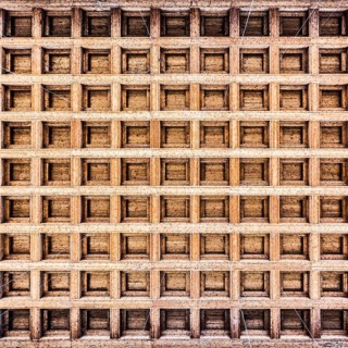 Trier, Rhineland-Palatinate, Germany, 04 15 2019, Abstract square patterns of the ceiling of the