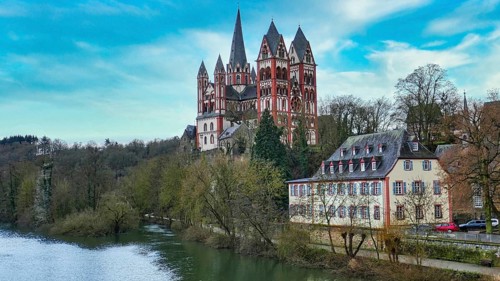 View of Limburg Cathedral, Limburg an der Lahn, Hesse, Germany, Europe