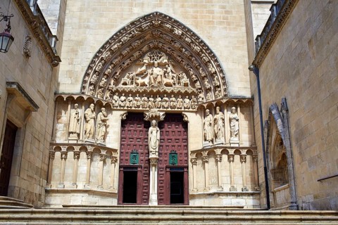 Burgos Cathedral facade in Saint James Way at Castilla Leon of Spain