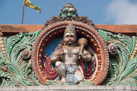 Lord hanuman statue entrance of jagannath temple, puri, orissa, india, asia