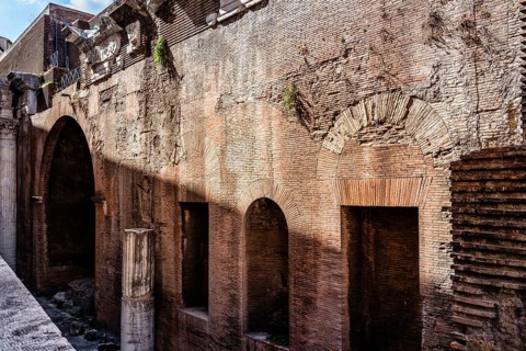 Rome, Italy, August 18, 2016: Outdoor view of Pantheon of Agripa in Rome a sunny summer day. The