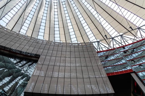 Berlin, Germany, July 28, 2019: The dome of the Sony Center. It is a Sony-sponsored building