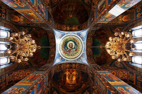 Ceiling of Church?the Savior on Spilled, Blood St?Petersburg, Russia, Europe
