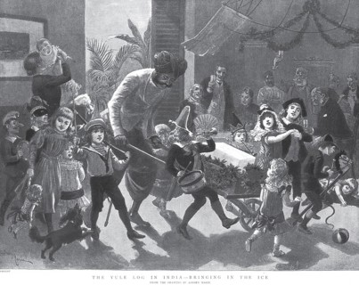 General Views The Yule Log in India Bringing in Ice, India, Asia