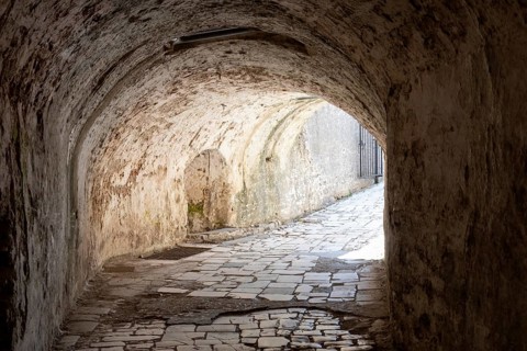 Tunnel through the walls of the old fortress, Kerkyra, Corfu