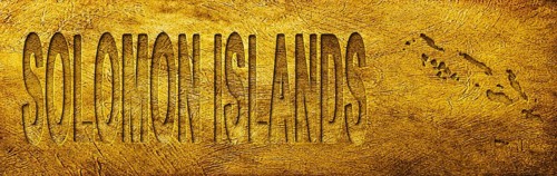 Solomon Islands Map and Text on Grunge Gold Texture