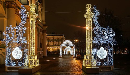 New Year and Christmas electric city decorations, Winter Palace Garden