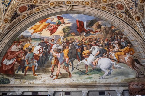 Meeting of Pope Leo the Great with Attila Fresco executed in 1513-1514, Musei Vaticani, State of