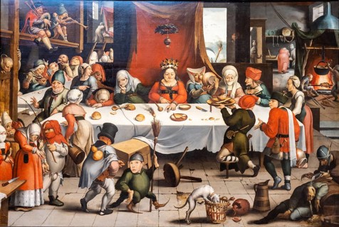 Jan Mandijn, Burlesque Feast, 1550, oil on oak panel, Museo de Bellas Artes, Bilbao, Spain, Europe