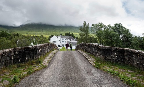 Unrecognised people walking at the bridge of orchy in Argyll and Bute in the central highlands of