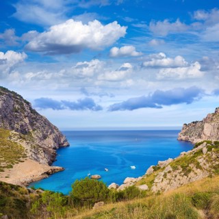 Majorca Cala Figuera beach of Formentor in Mallorca Balearic island of Spain