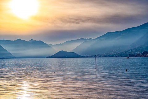 Sunset on Lake Como from Bellagio lakeside
