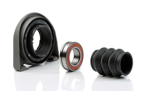 Set of bearing of the propeller shaft support bearing and shaft seal. Studio, isolate on white