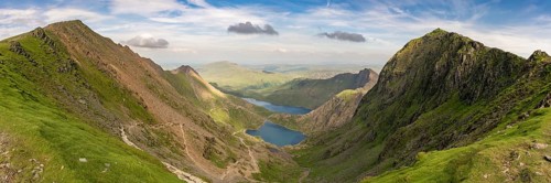 View from the Llanberis Path, Snowdonia, Gwynedd, Wales, UK, looking northeast at Garnedd Ugain,