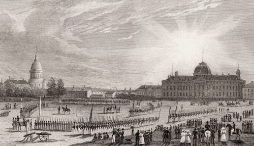 Champ de Mars, the École Militaire, Paris, antique steel engraved print, 1831