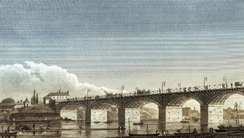 Pont d'Austerlitz, Paris, antique steel engraved print, 1831